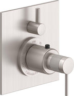 California Faucets D Street StyleTherm con Control de Volumen Individual - Placa Plana - Palanca Redonda - Satin Nickel