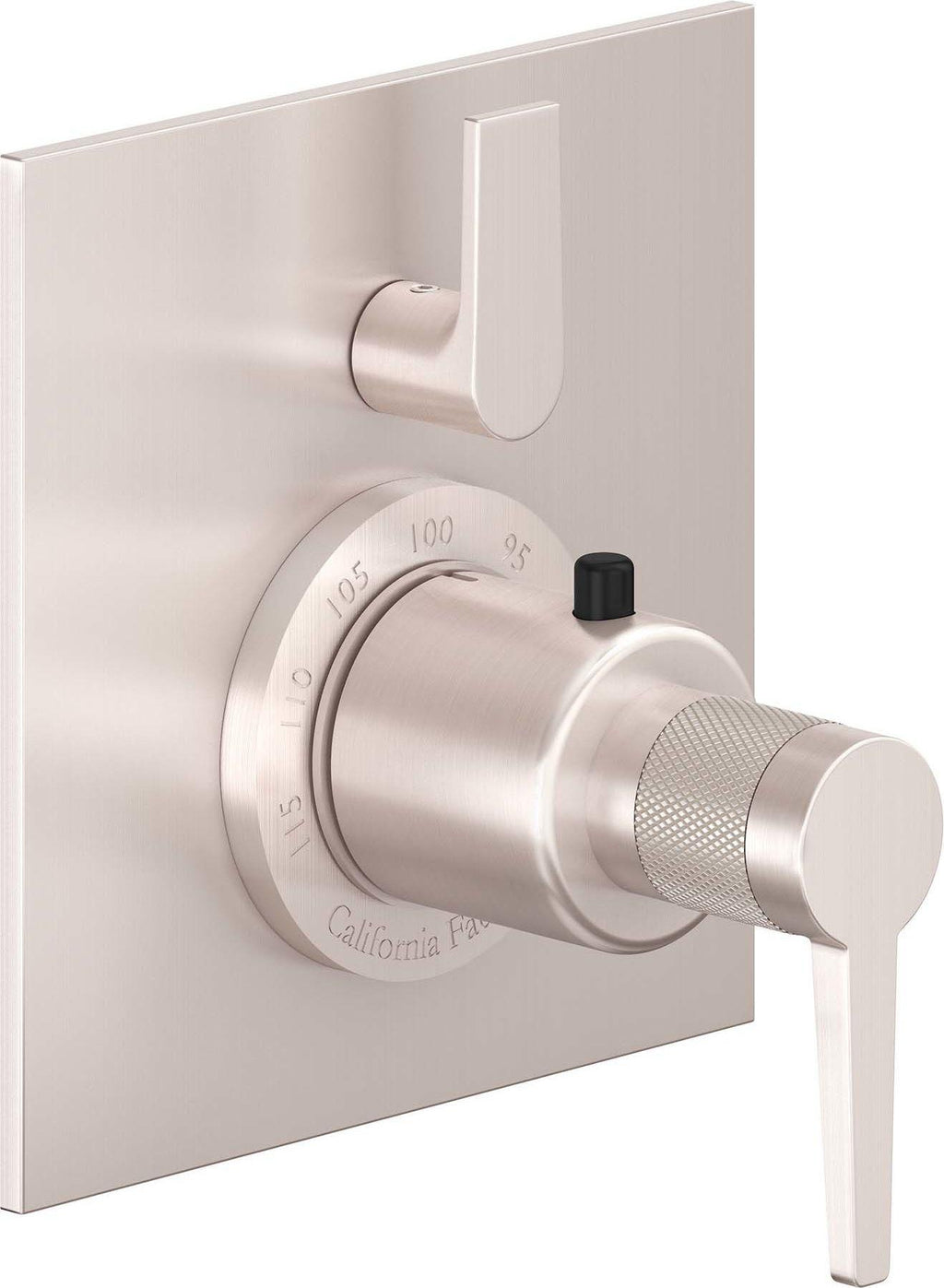 California Faucets D Street StyleTherm con Control de Volumen Individual - Placa Plana - Palanca Plana - Satin Nickel