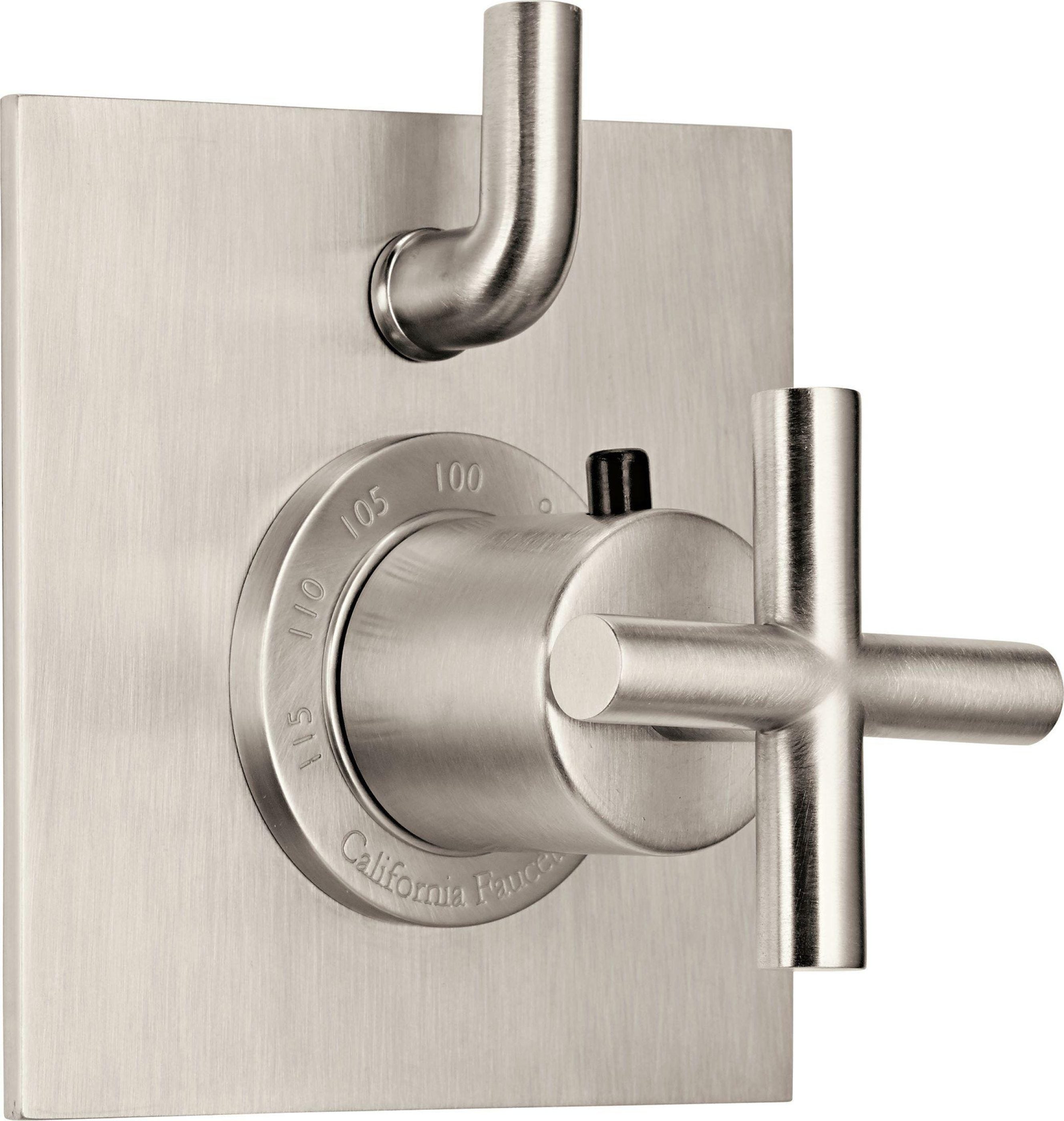 California Faucets Tiburon Solo Guarnición StyleTherm con Control de Volumen Sencillo - Manija de Cruz