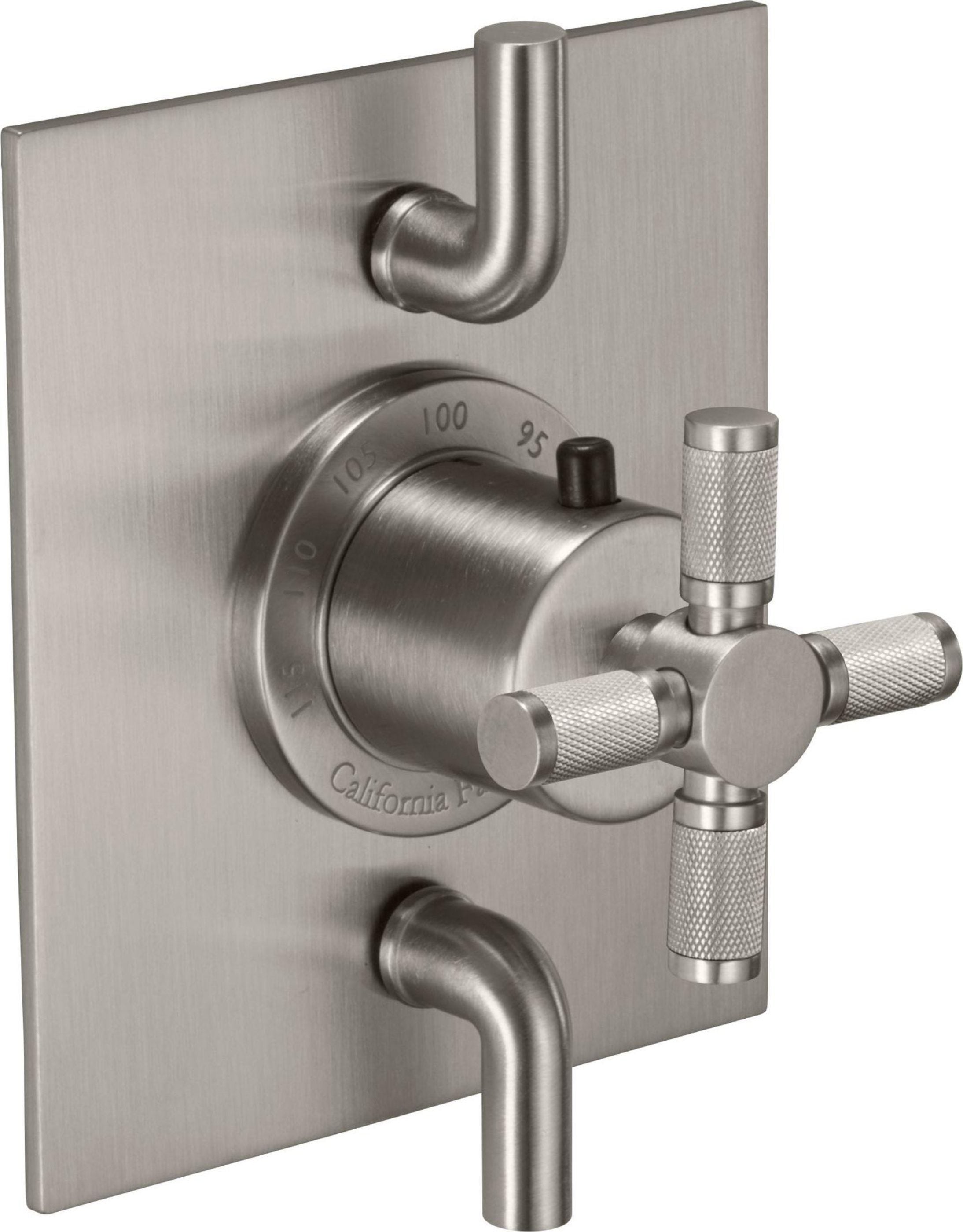 California Faucets Descanso StyleTherm con Control de Volumen Doble - Manija de Cruz Moleteada
