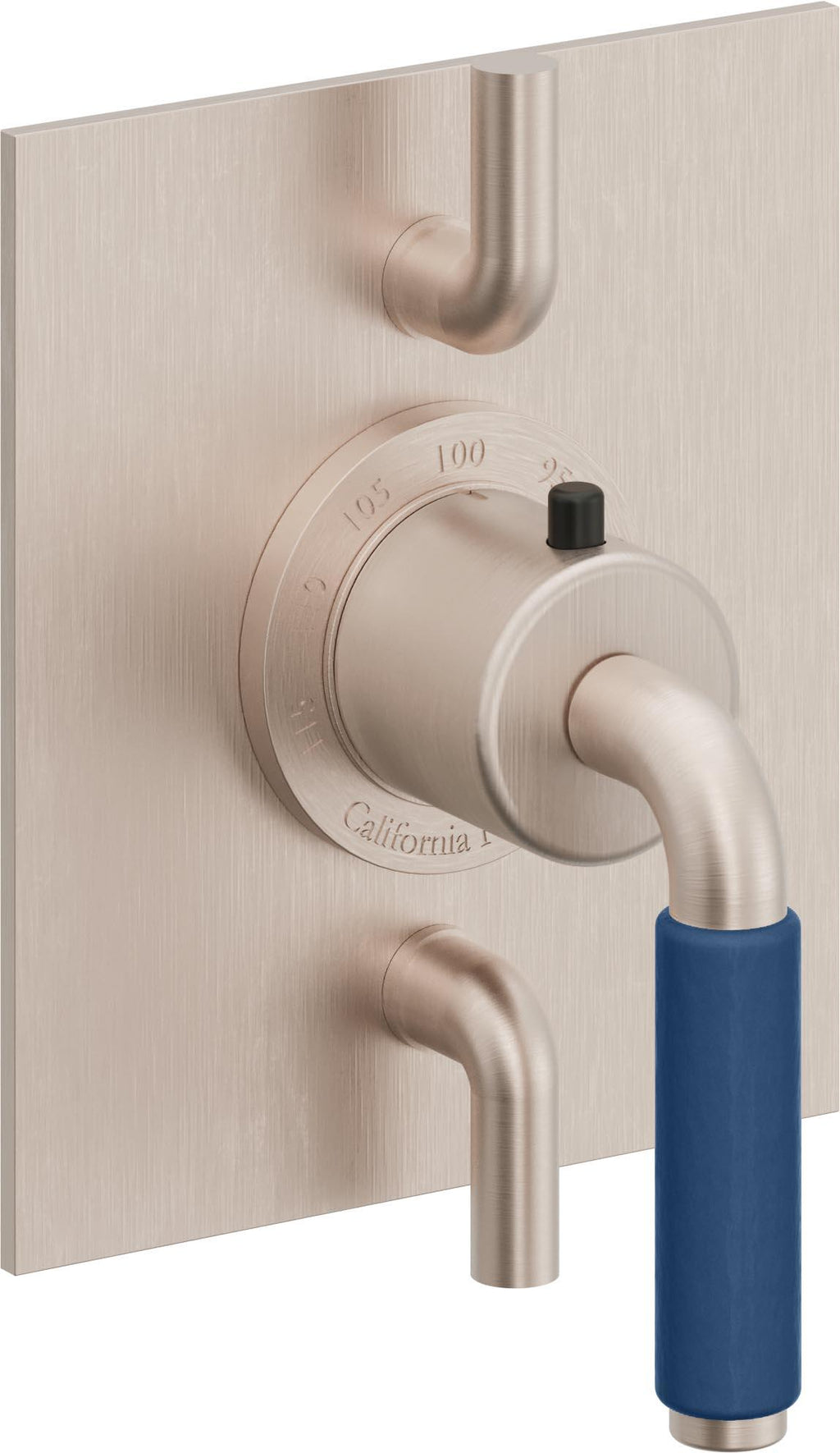 California Faucets Cayucos StyleTherm con Control de Volumen Doble - Palanca de Porcelana Azul