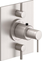 California Faucets D Street StyleTherm con Control de Volumen Doble - Placa Plana - Palanca Redonda - Satin Nickel