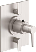 California Faucets D Street StyleTherm con Control de Volumen Doble - Placa Plana - Palanca Plana - Satin Nickel