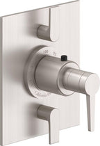 California Faucets D Street StyleTherm con Control de Volumen Doble - Placa Plana - Palanca Plana - Satin Nickel