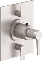 California Faucets D Street StyleTherm con Control de Volumen Doble - Placa Plana - Palanca Plana - Satin Nickel