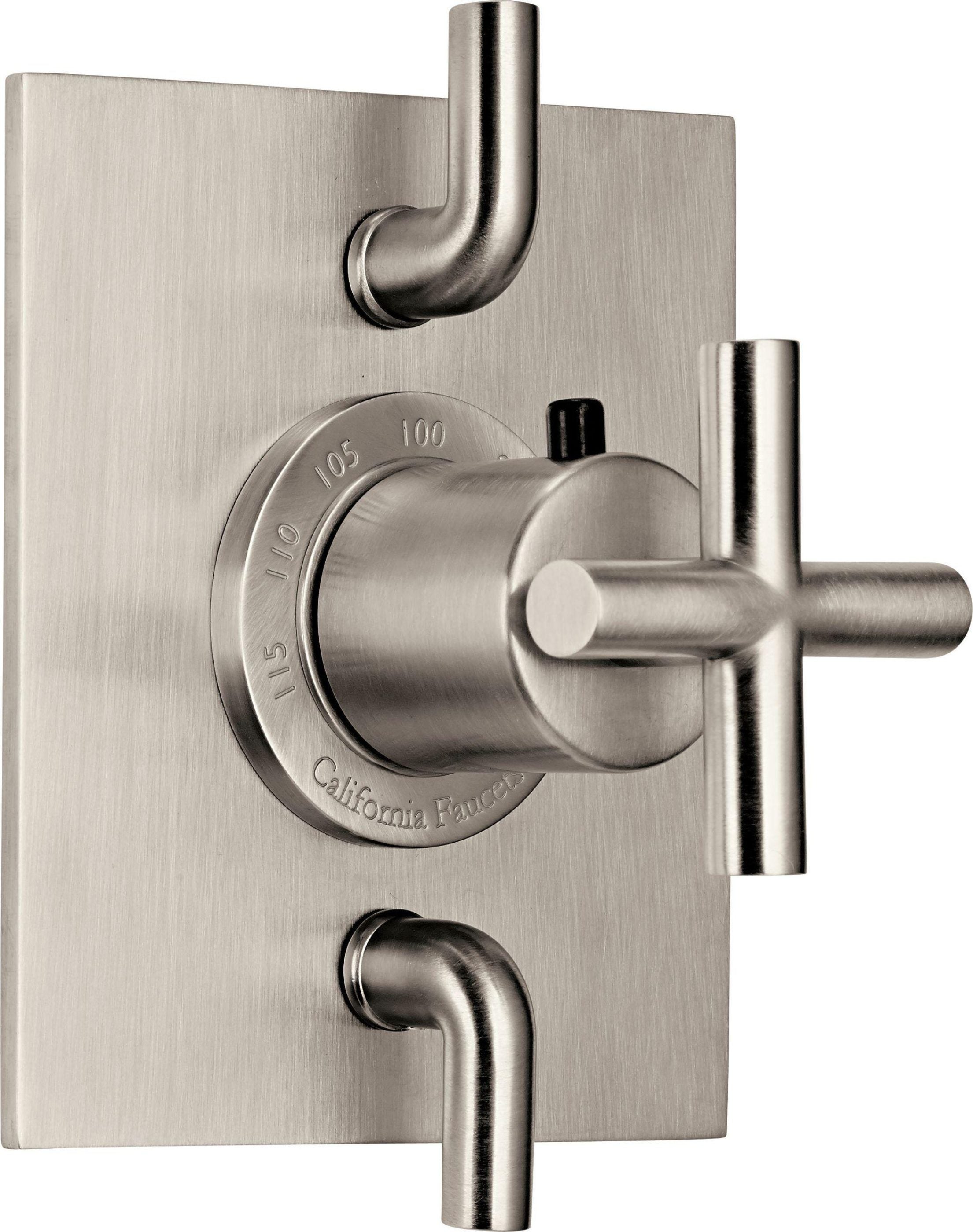 California Faucets Tiburon Solo Guarnición StyleTherm con Control de Doble Volumen - Manija de Cruz