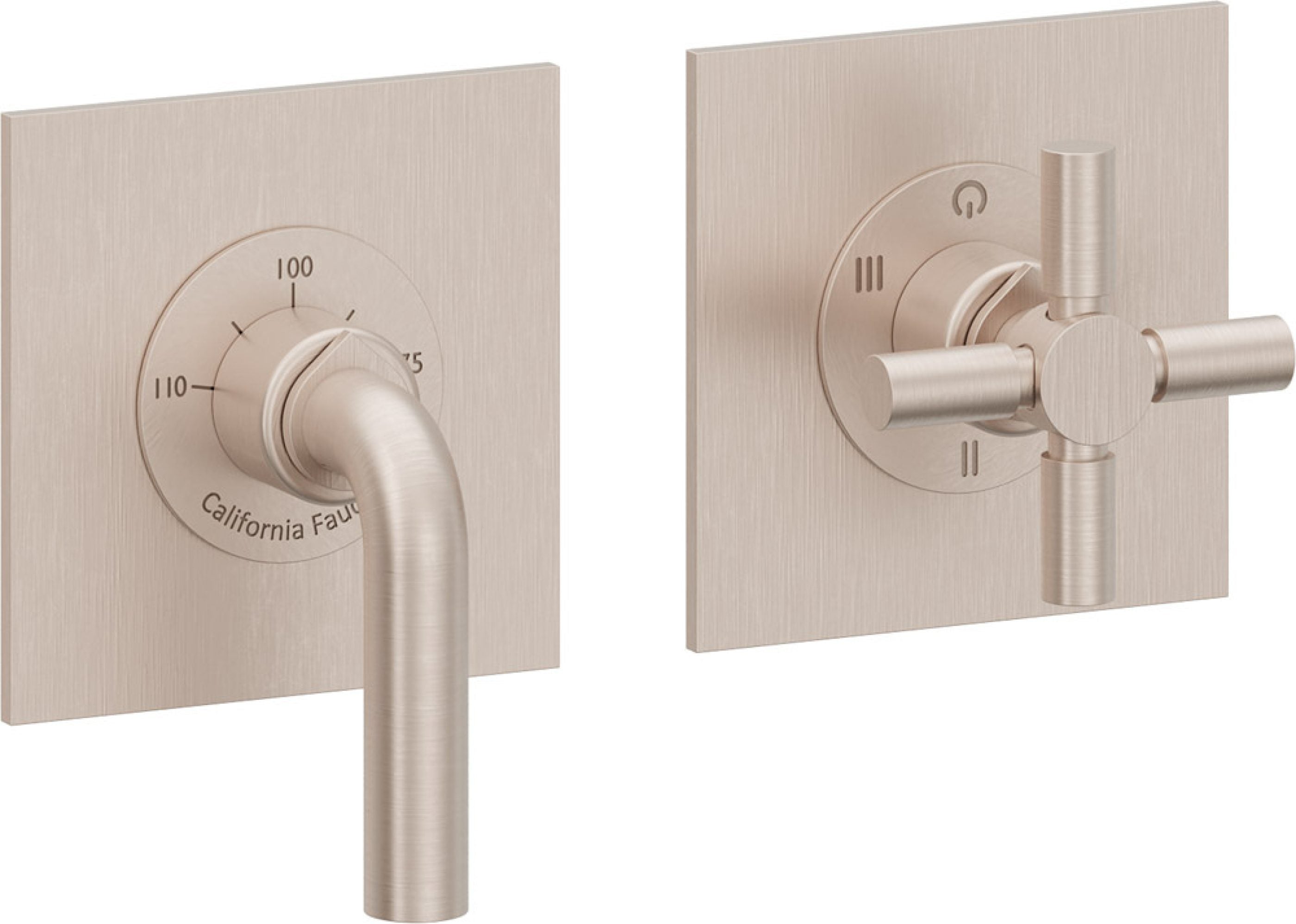 California Faucets Tamalpais StyleTherm Vista™ - Dos Placas Cuadradas (4" c/u)