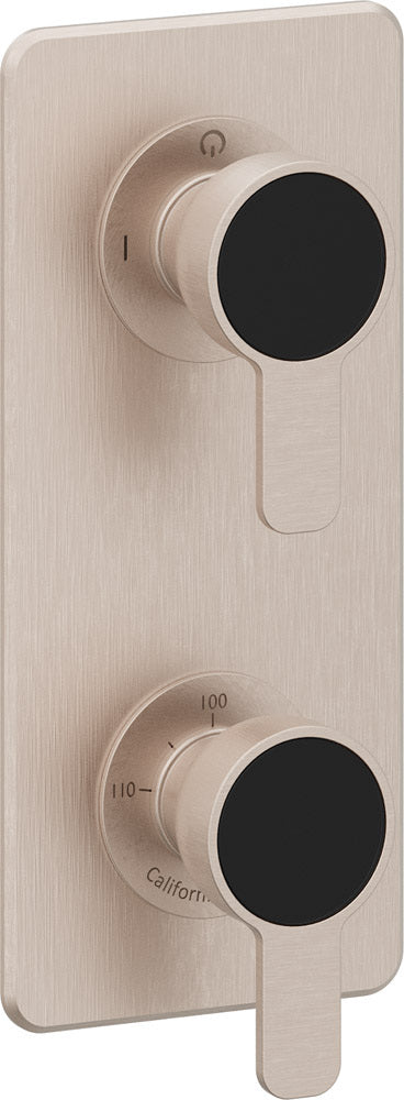 California Faucets Capitola StyleTherm Vista con Control de Una Salida - Placa Quad - Níquel Satinado