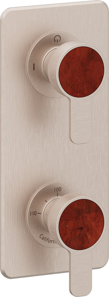 California Faucets Capitola StyleTherm Vista con Control de Una Salida - Placa Quad - Níquel Satinado