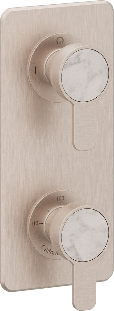 California Faucets Capitola StyleTherm Vista con Control de Una Salida - Placa Quad - Níquel Satinado