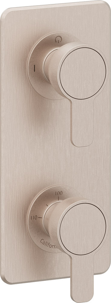 California Faucets Capitola StyleTherm Vista con Control de Una Salida - Placa Quad - Níquel Satinado