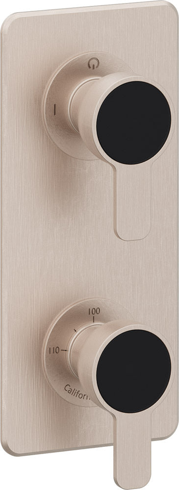 California Faucets Capitola StyleTherm Vista con Control de Dos Salidas - Placa Quad - Níquel Satinado