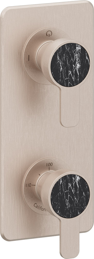 California Faucets Capitola StyleTherm Vista con Control de Dos Salidas - Placa Quad - Níquel Satinado