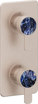 California Faucets Capitola StyleTherm Vista con Control de Dos Salidas y Paro - Placa Quad - Níquel Satinado