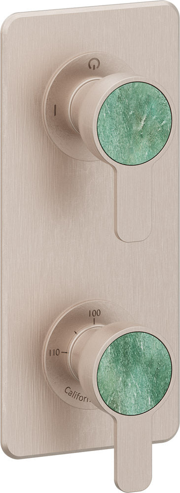 California Faucets Capitola StyleTherm Vista con Control de Dos Salidas - Placa Quad - Níquel Satinado