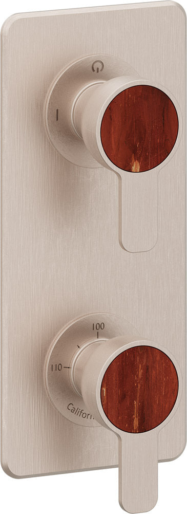 California Faucets Capitola StyleTherm Vista con Control de Dos Salidas - Placa Quad - Níquel Satinado