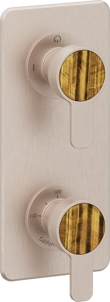 California Faucets Capitola StyleTherm Vista con Control de Dos Salidas y Paro - Placa Quad - Níquel Satinado