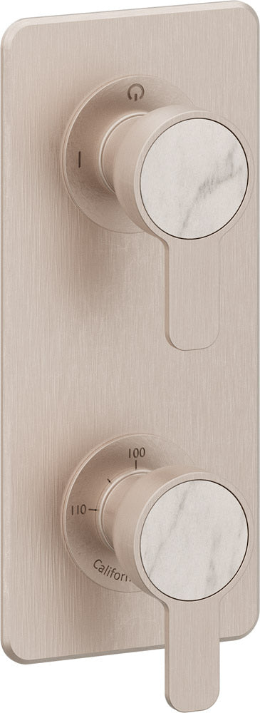 California Faucets Capitola StyleTherm Vista con Control de Dos Salidas - Placa Quad - Níquel Satinado