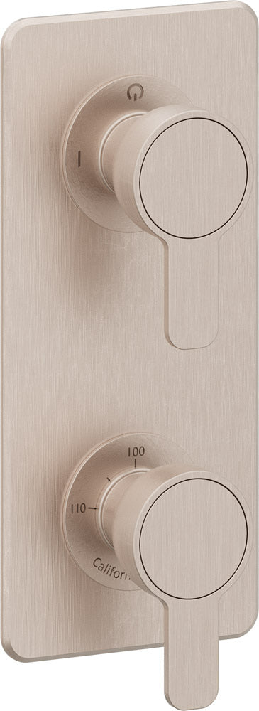 California Faucets Capitola StyleTherm Vista con Control de Dos Salidas - Placa Quad - Níquel Satinado