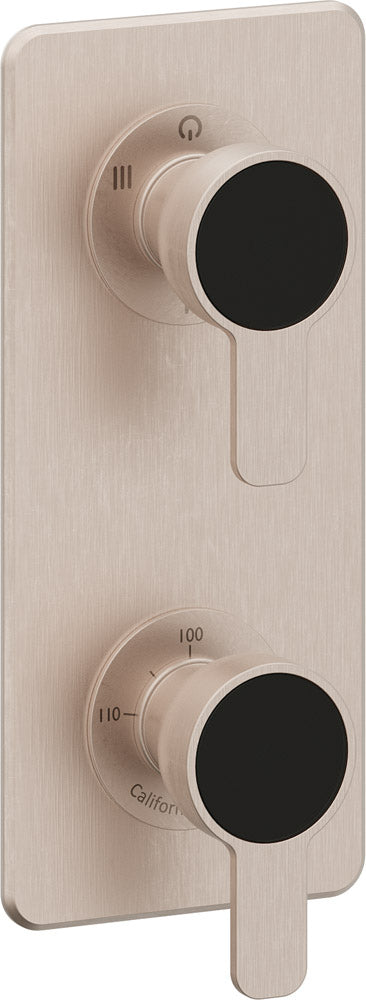 California Faucets Capitola StyleTherm Vista con Control de Tres Salidas - Placa Quad - Níquel Satinado