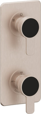 California Faucets Capitola StyleTherm Vista con Control de Tres Salidas - Placa Quad - Níquel Satinado