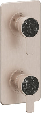 California Faucets Capitola StyleTherm Vista con Control de Tres Salidas - Placa Quad - Níquel Satinado