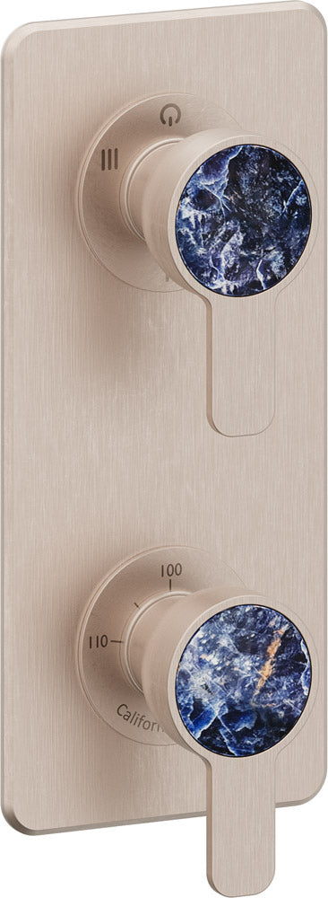 California Faucets Capitola StyleTherm Vista con Control de Tres Salidas - Placa Quad - Níquel Satinado