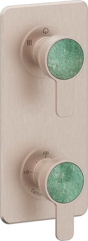 California Faucets Capitola StyleTherm Vista con Control de Tres Salidas - Placa Quad - Níquel Satinado