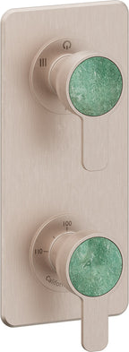 California Faucets Capitola StyleTherm Vista con Control de Tres Salidas - Placa Quad - Níquel Satinado