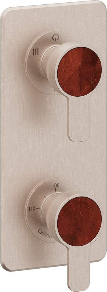 California Faucets Capitola StyleTherm Vista con Control de Tres Salidas - Placa Quad - Níquel Satinado