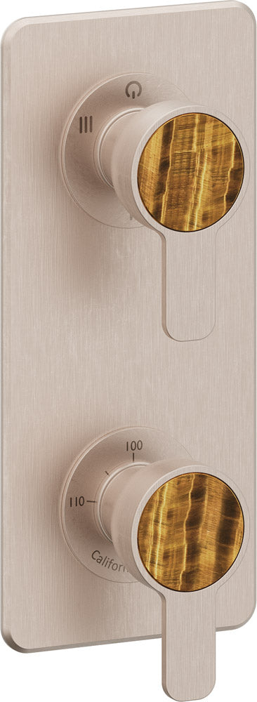 California Faucets Capitola StyleTherm Vista con Control de Tres Salidas - Placa Quad - Níquel Satinado