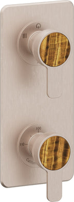 California Faucets Capitola StyleTherm Vista con Control de Tres Salidas y Paro - Placa Quad - Níquel Satinado