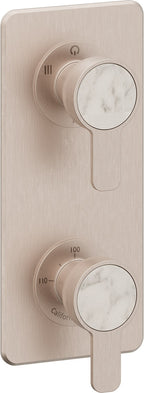 California Faucets Capitola StyleTherm Vista con Control de Tres Salidas - Placa Quad - Níquel Satinado