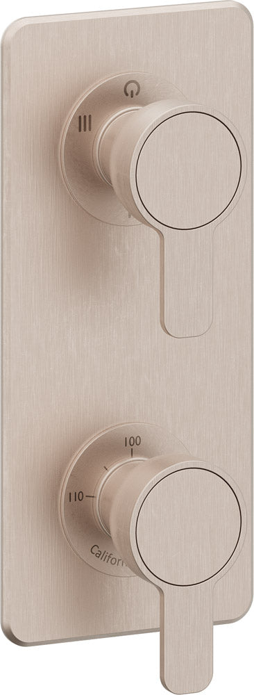 California Faucets Capitola StyleTherm Vista con Control de Tres Salidas - Placa Quad - Níquel Satinado