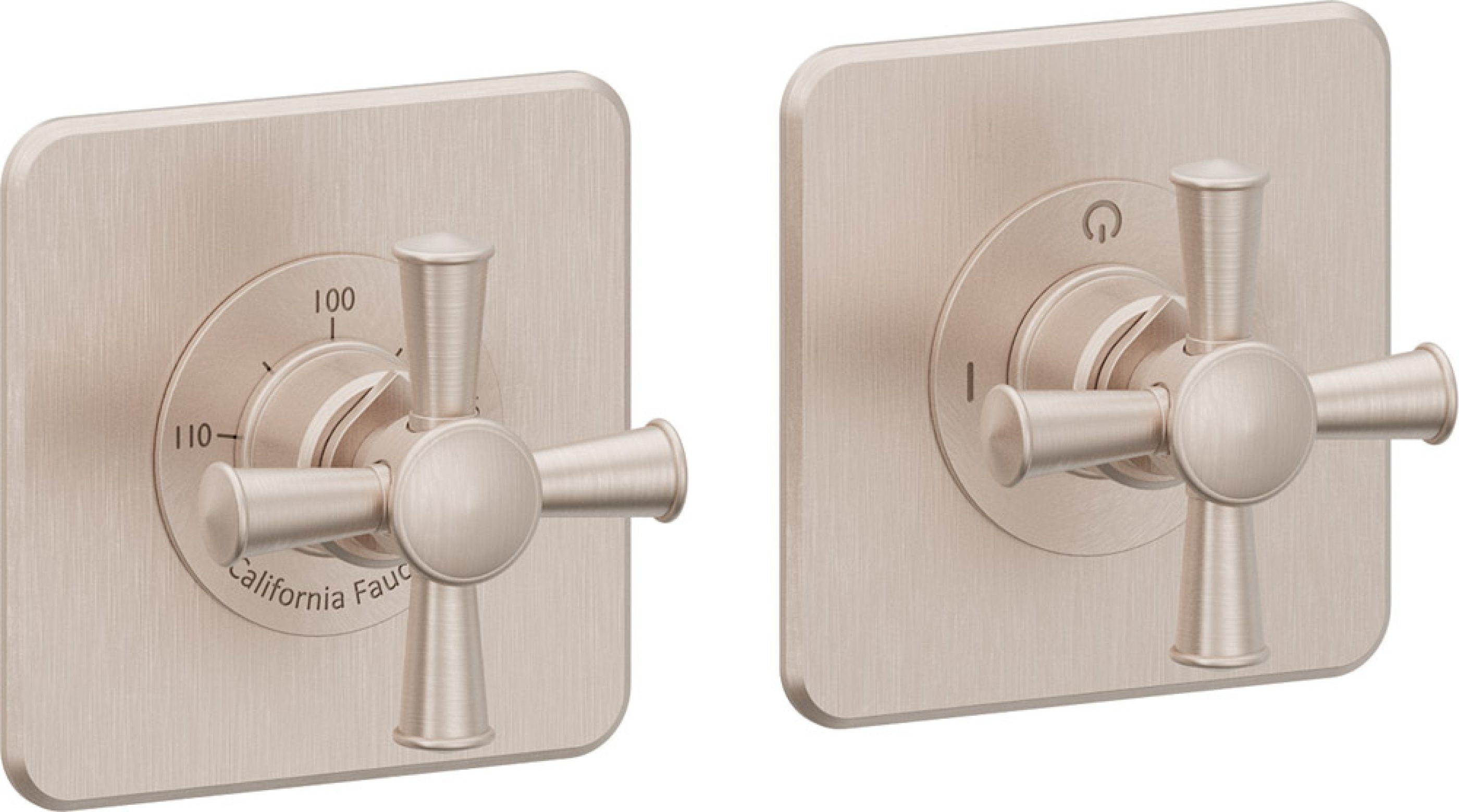 California Faucets Miramar StyleTherm Vista™ - Dos Placas Cuadradas (4" x 4" c/u)