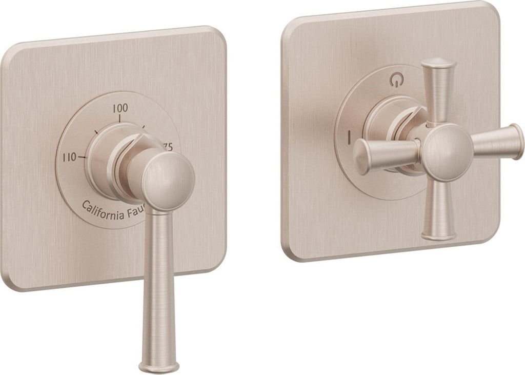 California Faucets Miramar StyleTherm Vista™ - Dos Placas Cuadradas (4" x 4" c/u)