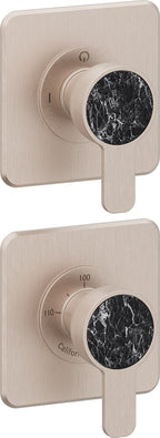 California Faucets Capitola StyleTherm Vista con Control de Una Salida - Placa Doble Quad - Níquel Satinado