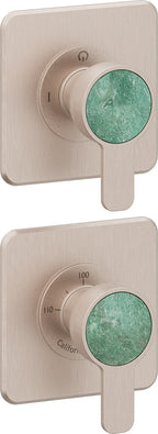 California Faucets Capitola StyleTherm Vista con Control de Una Salida - Placa Doble Quad - Níquel Satinado