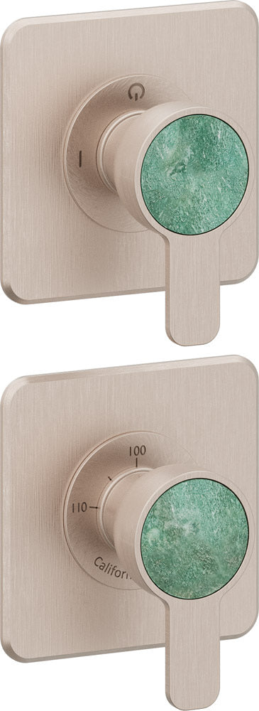 California Faucets Capitola StyleTherm Vista con Control de Una Salida - Placa Doble Quad - Níquel Satinado