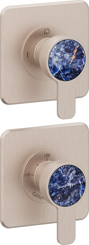California Faucets Capitola StyleTherm Vista con Control de Dos Salidas - Placa Doble Quad - Níquel Satinado