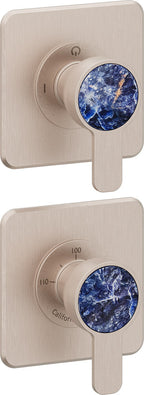 California Faucets Capitola StyleTherm Vista con Control de Dos Salidas - Placa Doble Quad - Níquel Satinado