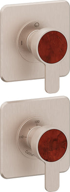 California Faucets Capitola StyleTherm Vista con Control de Dos Salidas - Placa Doble Quad - Níquel Satinado