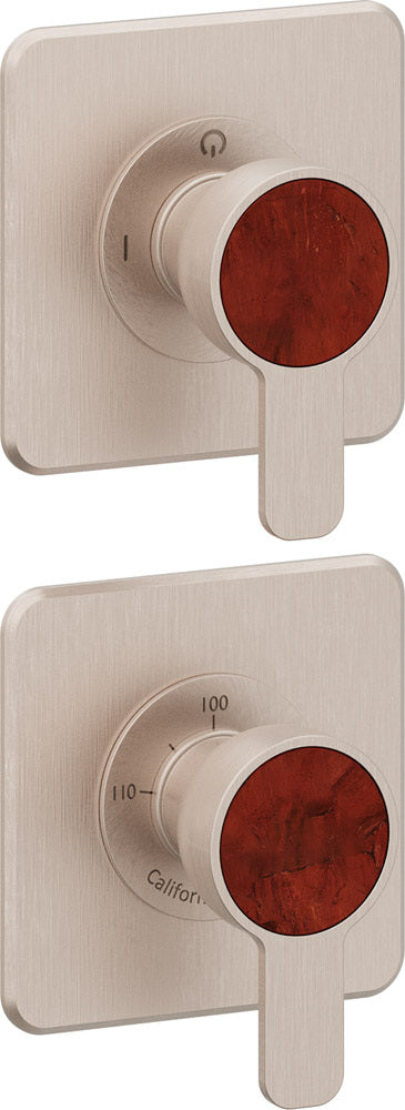 California Faucets Capitola StyleTherm Vista con Control de Dos Salidas - Placa Doble Quad - Níquel Satinado