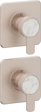 California Faucets Capitola StyleTherm Vista con Control de Dos Salidas - Placa Doble Quad - Níquel Satinado