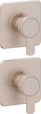 California Faucets Capitola StyleTherm Vista con Control de Dos Salidas - Placa Doble Quad - Níquel Satinado