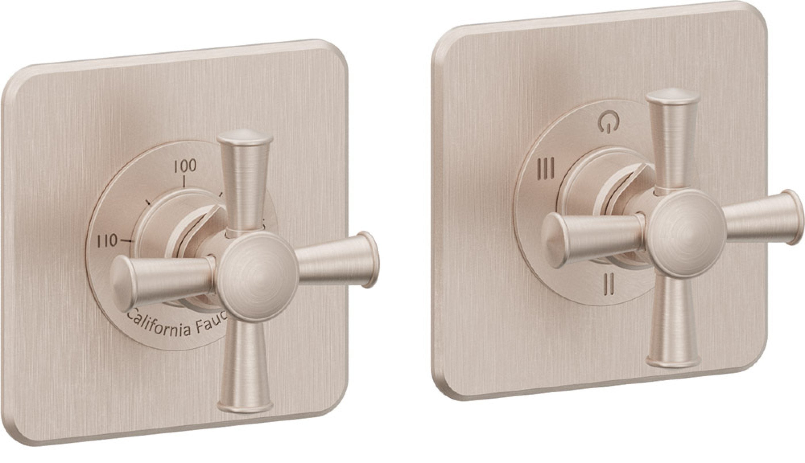 California Faucets Miramar StyleTherm Vista™ - Dos Placas Cuadradas (4" x 4" c/u)