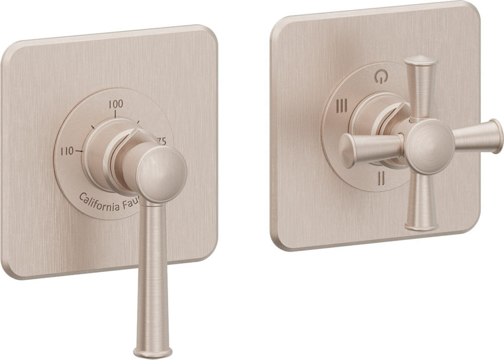 California Faucets Miramar StyleTherm Vista™ - Dos Placas Cuadradas (4" x 4" c/u)