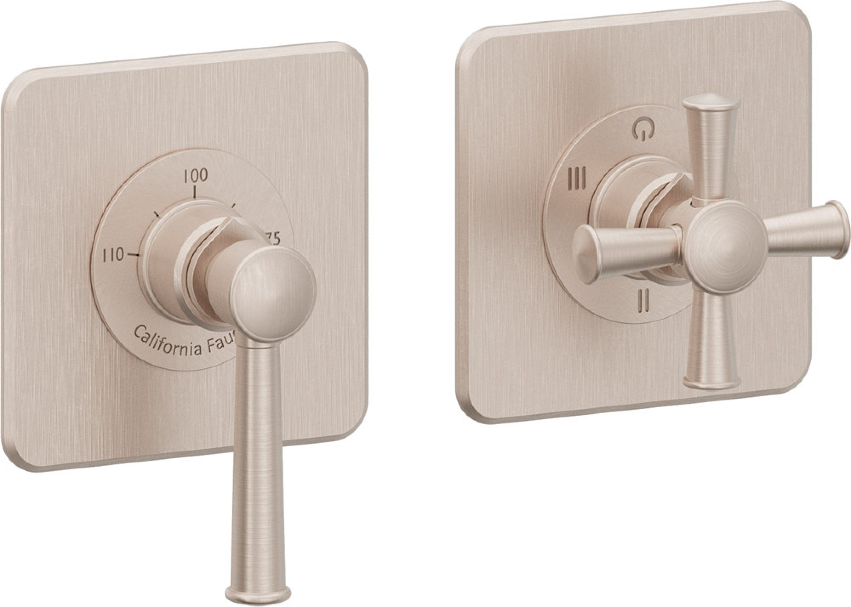 California Faucets Miramar StyleTherm Vista™ - Dos Placas Cuadradas (4" x 4" c/u)