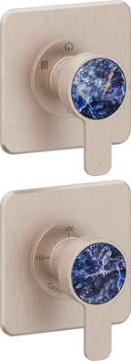 California Faucets Capitola StyleTherm Vista con Control de Tres Salidas - Placa Doble Quad - Níquel Satinado