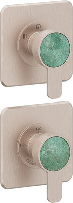 California Faucets Capitola StyleTherm Vista con Control de Tres Salidas - Placa Doble Quad - Níquel Satinado